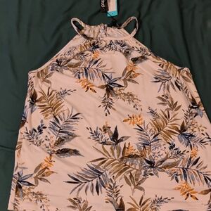 Papermoon Floral Tank Top - Blue, Orange, Brown